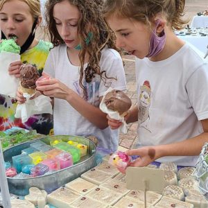 children making soap at a workshop